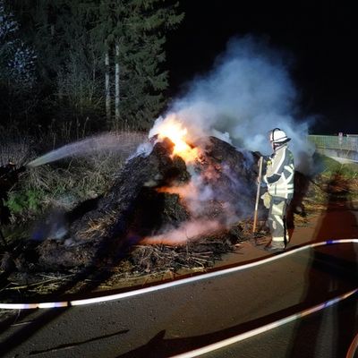 FW Bocholt: Feldbrand stellt sich als brennender Schilfhaufen heraus