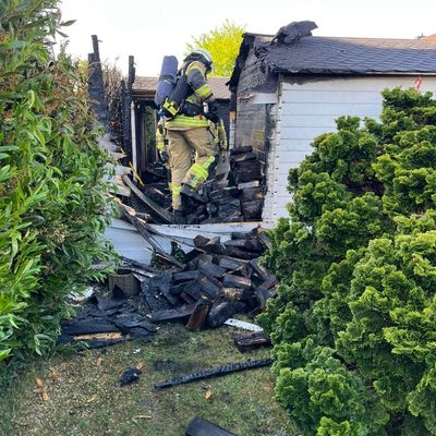 FW Bremerhaven: Heckenbrand breitet sich auf Gartenhäuser aus