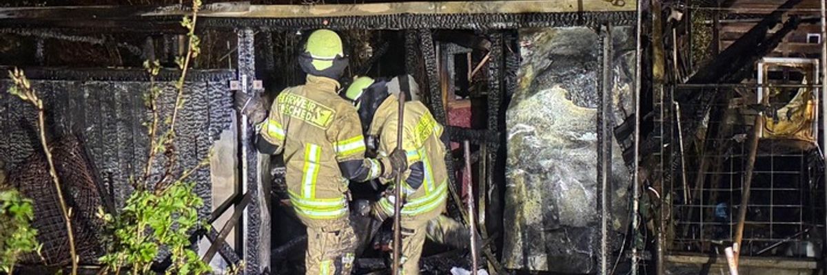 FW-RS: Laubenbrand Kleingartenanlage in Reinshagen