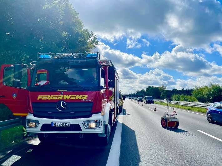 FW Hünxe: Feuerwehreinsatz auf der BAB 3