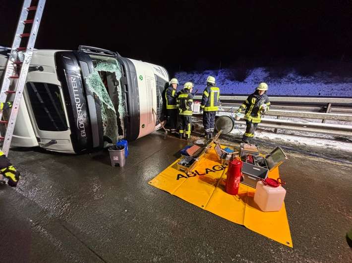 FW-ROW: Sattelzug verunfallt auf A1