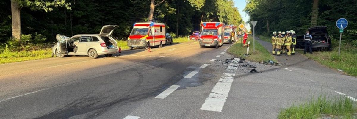 FW Speyer: +++ Frontalzusammenstoß Iggelheimer Straße +++ Drei Verletzte +++ Straße voll gesperrt +++ Umfahren Sie den Bereich +++