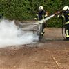 FW-AUR: Gitterbox mit Holz in Flammen