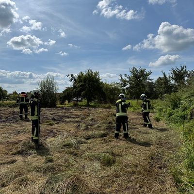 FW-AUR: Großflächigen Heubrand rasch im Griff