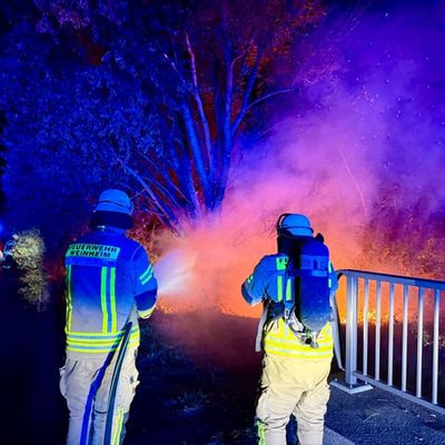FW Weinheim: Meterhohe Flammen am Hammerweg, Alarm im Minutentakt. Einsatzreiche Nacht für Weinheims Feuerwehr