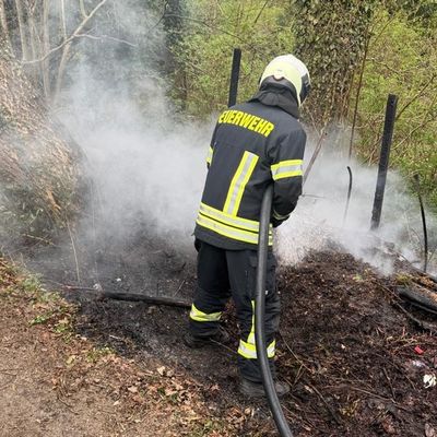 FW-AUR: Brennende Vegetation am Waldesrand