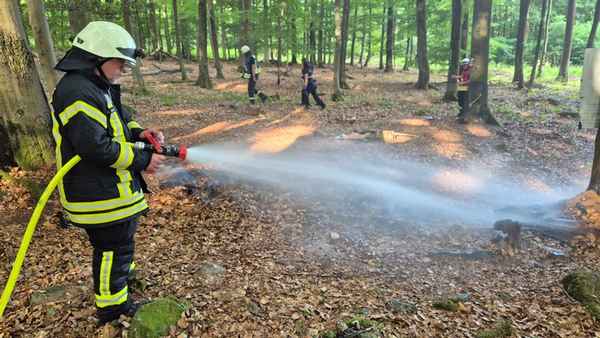 FW VG Westerburg: Aufmerksame Spaziergängerin meldet Rauchentwicklung im Wald - Feuerwehr verhindert großen Waldbrand