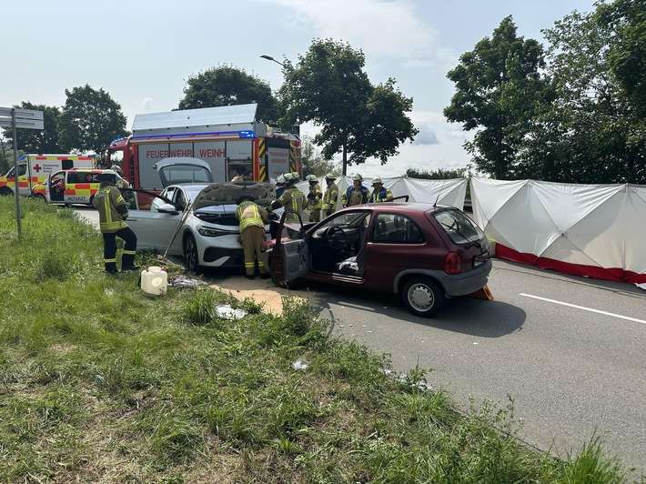 FW Weinheim: Frontalzusammenstoß auf der Zeppelinbrücke