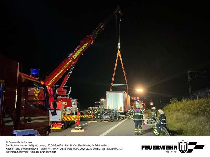 FW-M: Tödlicher Verkehrsunfall auf der Autobahn