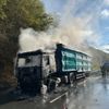 FW-OE: Lkw-Brand auf der B55 - aufwendige Löscharbeiten bei brennendem Sattelzug
