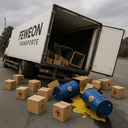 Titlebild: Gefahrgutunfall mit Transporter – Übung mit Stückgut