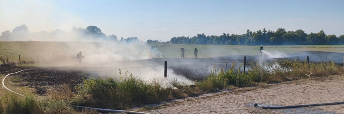 Feuerwehr Kalkar: Flächenbrand an der NATO-Rampe in Grieth erfolgreich gelöscht