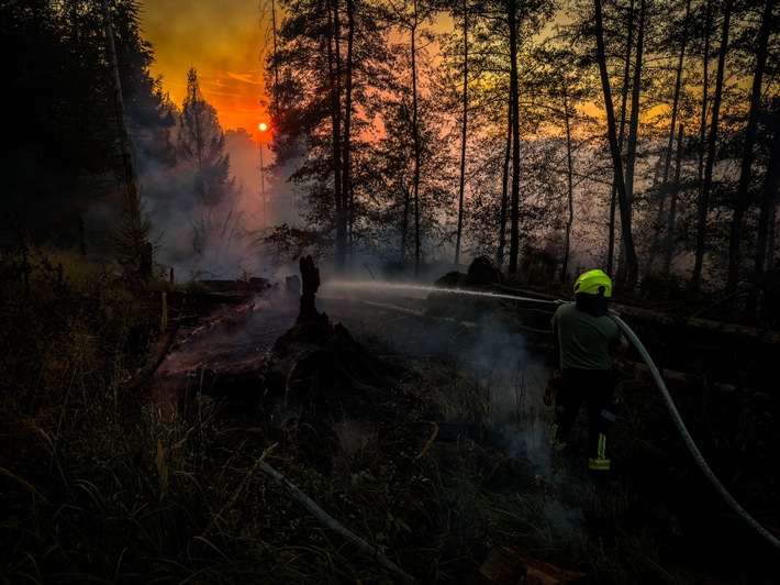FW Kreis Soest: Waldbrand bei Möhnesee: 130 Einsatzkräfte kämpfen weiter gegen die Flammen