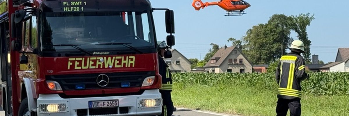 FFW Schwalmtal: Schwerer Verkehrsunfall in Hehler - Motorradfahrer schwer verletzt, Rettungshubschrauber im Einsatz