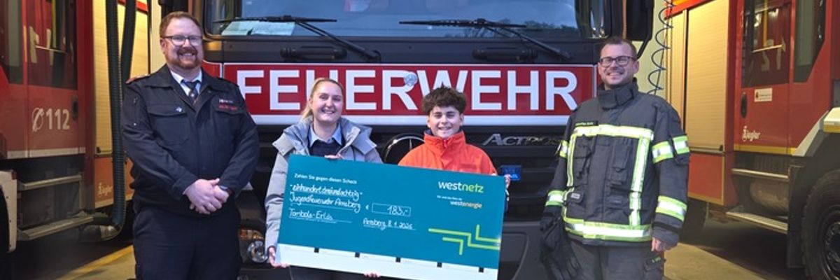 FW-AR: Westnetz spendet 183 Euro an Jugendfeuerwehr Arnsberg - Unterstützung für Städtetour nach Stuttgart 2026