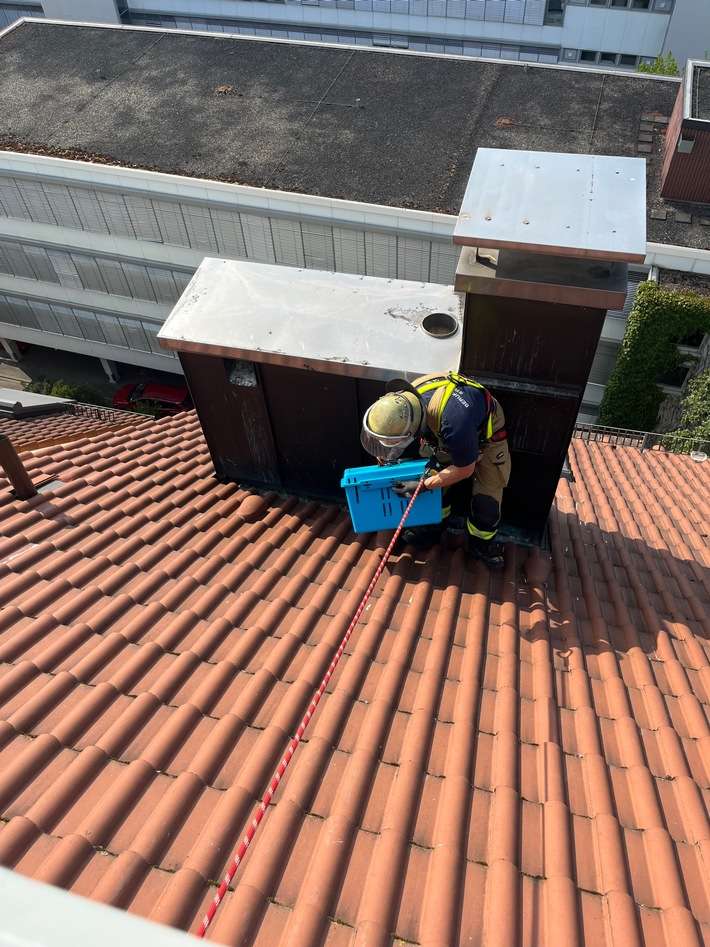 FW Stuttgart: Feuerwehr rettet vier Turmfalken aus aufgeheizter Blechverkleidung
