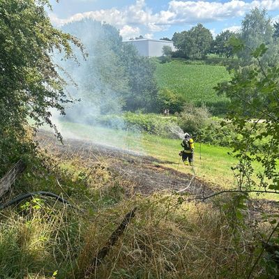 FW-EN: Wiese brennt am Wiggers - Feuer droht auf Wald überzugreifen