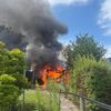 FW Geestland: Gartenhütte in Bad Bederkesa in Vollbrand