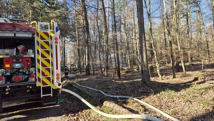 FW Pforzheim: Waldbrand im Bereich Hagenschieß - Eichwald