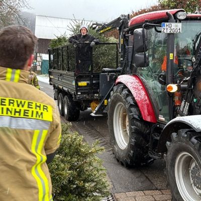 FW Weinheim: Hand in Hand durch Regen und Schnee. Jugendfeuerwehr sammelt Christbäume in den Weinheimer Ortsteilen