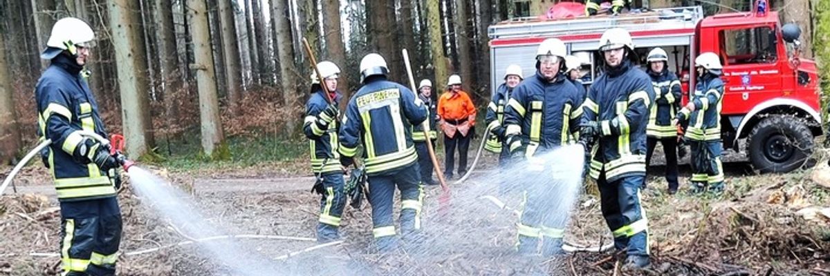 FW Eigeltingen: Feuerwehr-Abteilungen Honstetten, Reute und Eigeltingen werden zu Brand im Wald alarmiert