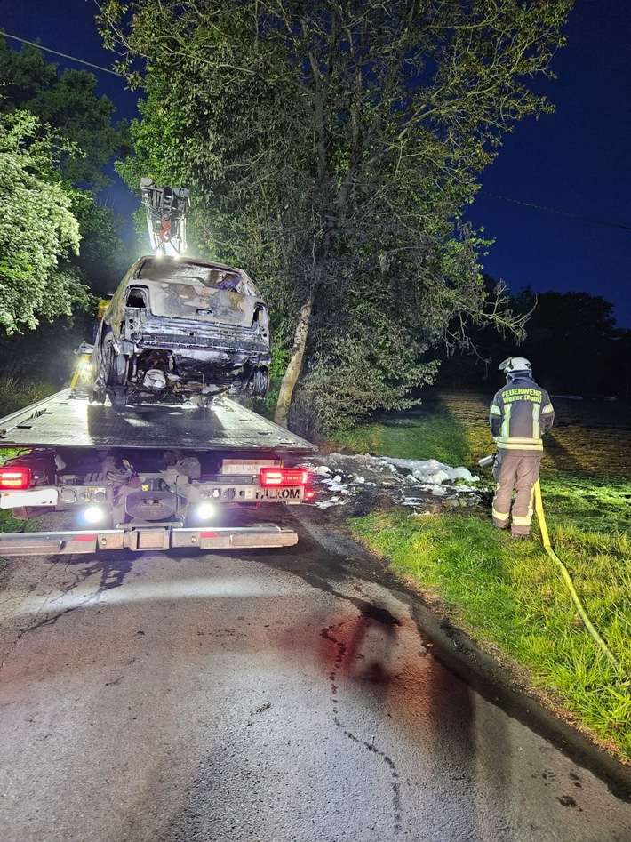 FW-EN: Wetter - Verkehrsunfall, Kleinbrand und Pkw-Brand am Dienstag und in der Nacht zu Mittwoch