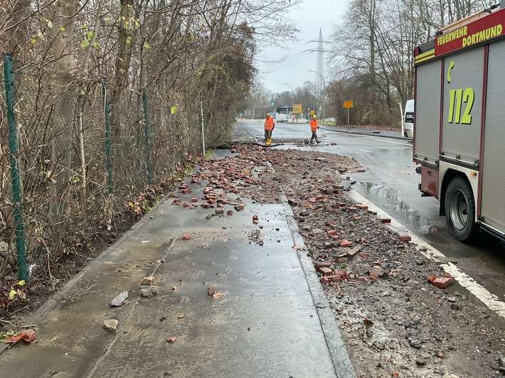 FW-DO: Wasserrohrbruch an der Rüschebrinkstraße - PKW bleibt im Wasser stecken