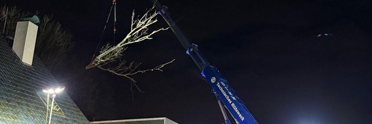 FW-EN: Feuerwehr und THW beseitigen umgestürzten Baum an Wohn- und Geschäftsgebäude