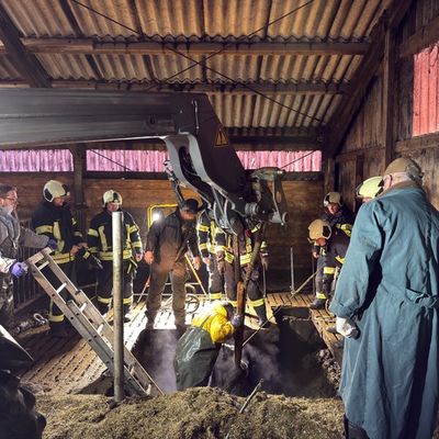 FW-AUR: Großtierrettung auf landwirtschaftlichem Anwesen