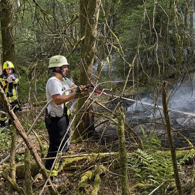 FW LK Neunkirchen: Großer Waldbrand auf dem Kleinen Hirschberg bei Neunkirchen-Kohlhof