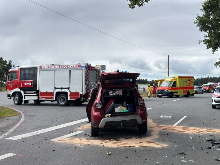 FW-AUR: Mehrere Verletzte nach Aufprall auf Landesstraße 34