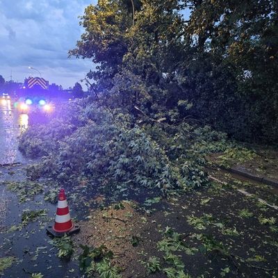 FW Grevenbroich: Erhebliche Sturmschäden in Grevenbroich-Neurath - Feuerwehr nach Gewitter im Dauereinsatz