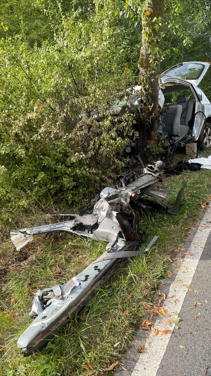 FW Lehrte: PKW-Fahrer überlebt Kollision mit Baum nicht