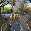 FW-OLL: Brennender Löffelbagger - schneller Löscheinsatz der Feuerwehr