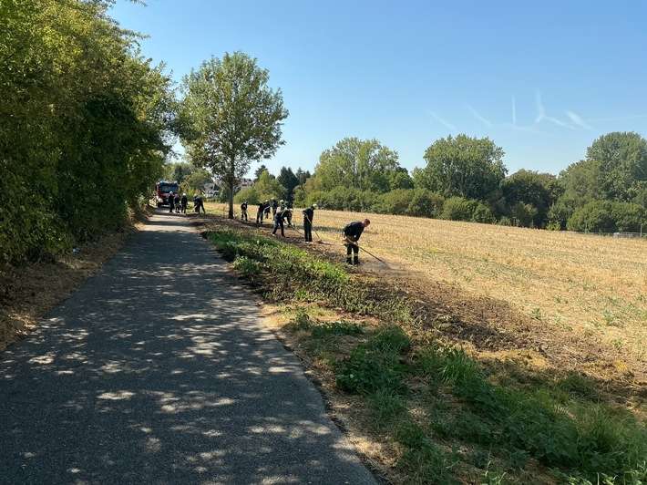 FW-E: Vegetationsbrand auf Stoppelfeld in Essen-Leithe - Feuerwehr verhindert Brandausbreitung