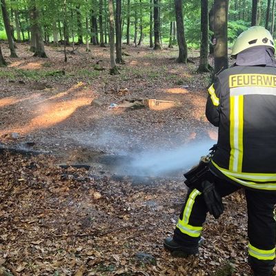 FW VG Westerburg: Aufmerksame Spaziergängerin meldet Rauchentwicklung im Wald - Feuerwehr verhindert großen Waldbrand