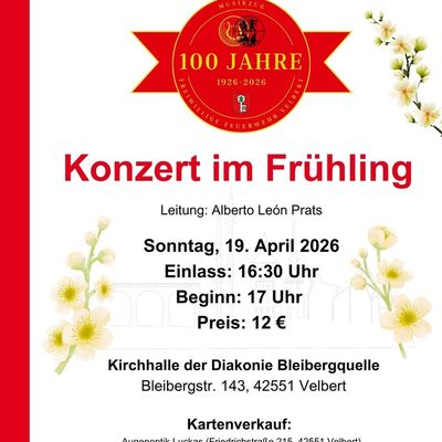 FW-Velbert: Musikzug der Feuerwehr Velbert eröffnet Konzertsaison mit "Konzert im Frühling"