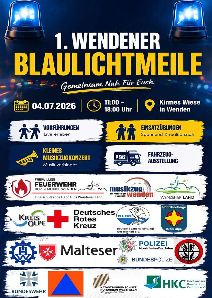 FW Wenden: 1. Presseinforamtion "1. Wendender Blaulichtmeile"
