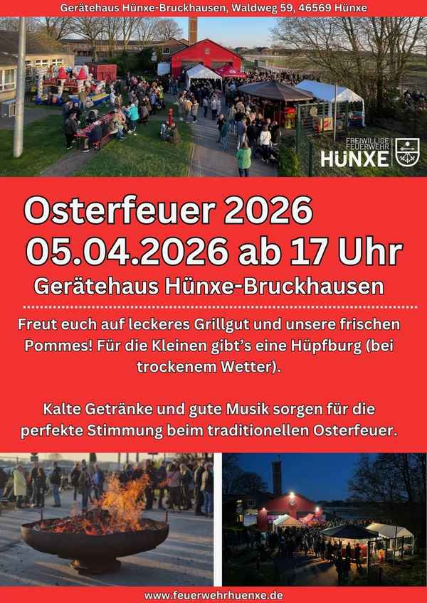 FW Hünxe: Osterfeuer der Einheit Bruckhausen