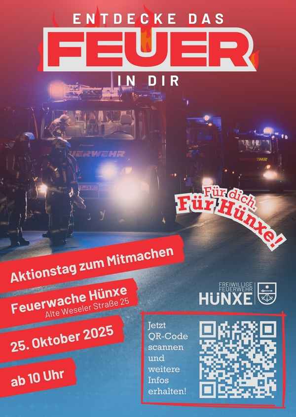 FW Hünxe: Entdecke das Feuer in dir - Aktionstag der Einheit Hünxe lädt zum Mitmachen ein