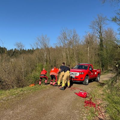 FW Weinheim: Vom Waldweg abgekommen und abgerutscht - Weinheimer Feuerwehr rettet zwei Spaziergänger oberhalb des Funkturms Nächstenbach