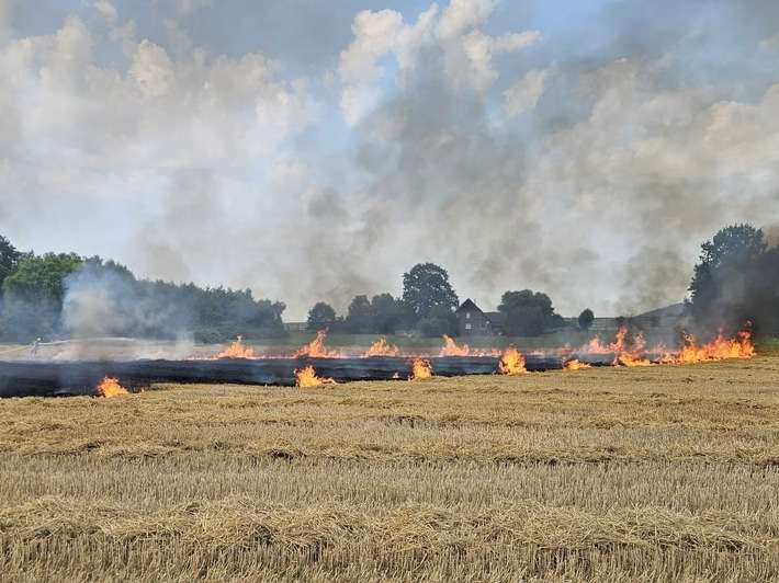 FW Bad Oeynhausen: Feuer auf Stoppelfeld in Eidinghausen