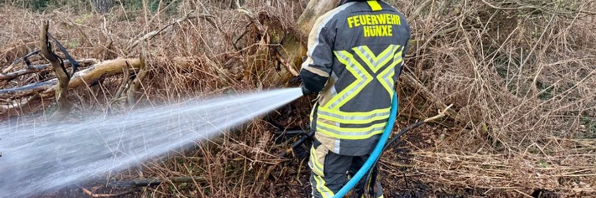 FW Hünxe: Brand in einem Waldstück