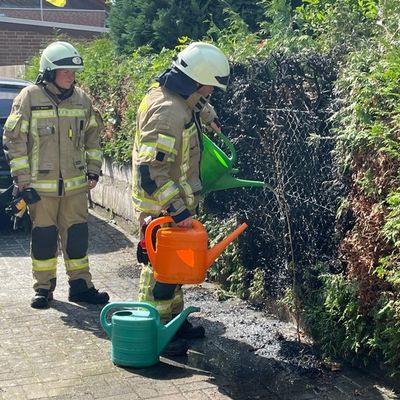FW Lehrte: Gasbrenner setzt Hecke in Brand