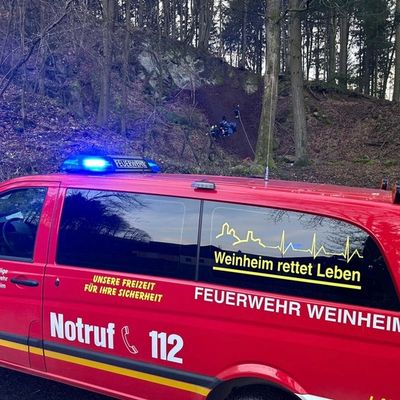 FW Weinheim: Fahrradfahrer verletzt sich nach Sturz in Rippenweier