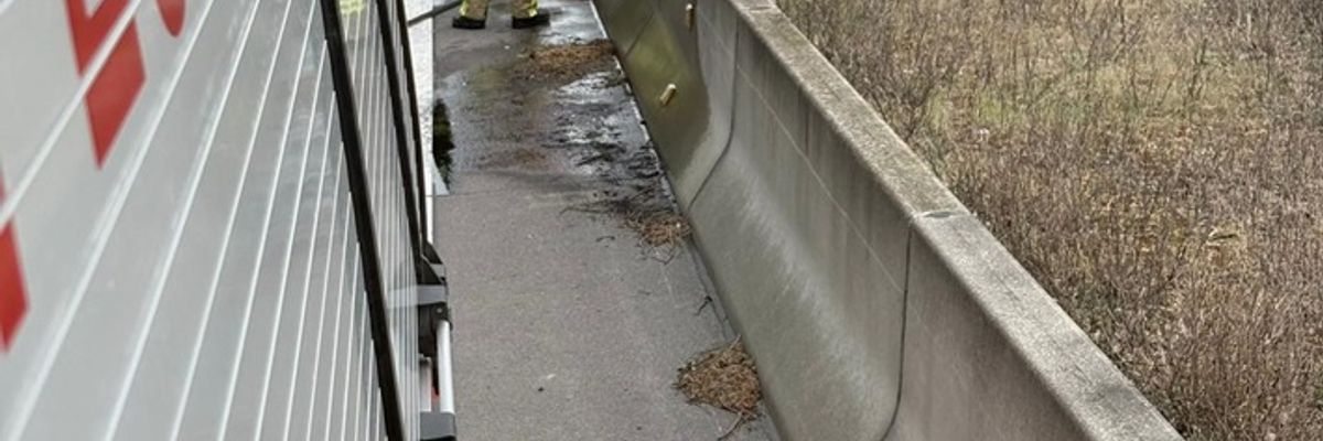 FW Weinheim: Kleinbrand auf der A5 im Mittelstreifen schnell unter Kontrolle