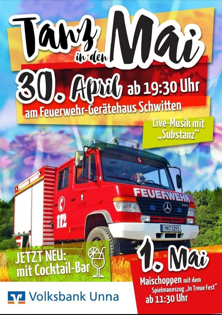 FW Menden: Tanz in den Mai und Tag der offenen Tür bei der Löschgruppe Schwitten