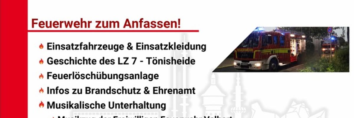 FW-Velbert: "Tag der offenen Tür" beim Löschzug Tönisheide am 26. September 2026