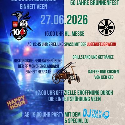 FW Alpen: Blaulicht meets Brunnenfest - 100 Jahre Feuerwehr Einheit Veen