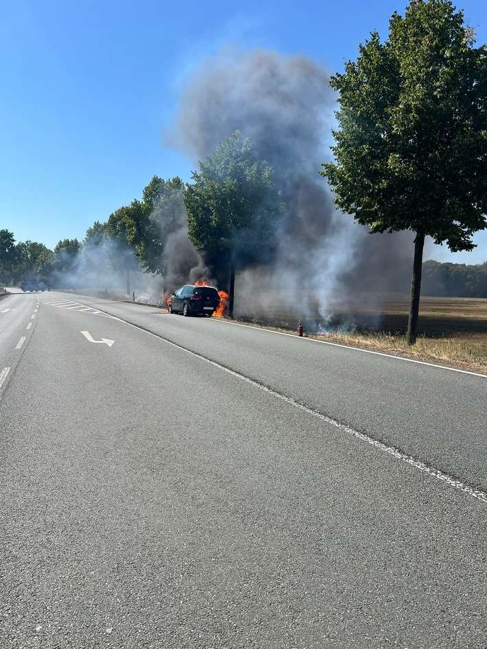 FW Petershagen: PKW Brand auf der B482